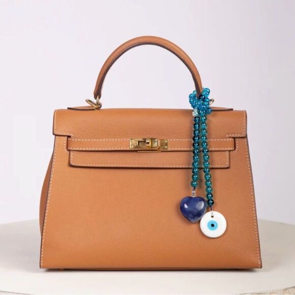 Mayamar Accessories - Bag Charm Mayamar Blue Glass Bead with Heart & Evil Eye Purse Bag Charm